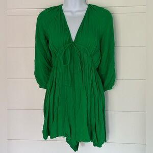 Zara Vibrant Green V-Neck Romper, Women’s M